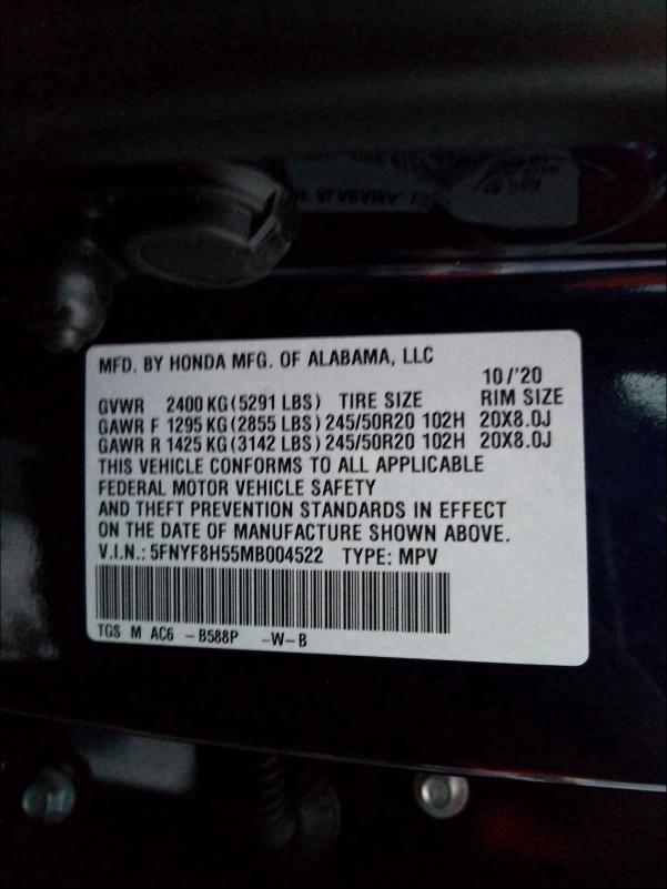 2021 HONDA PASSPORT E 5FNYF8H55MB004522