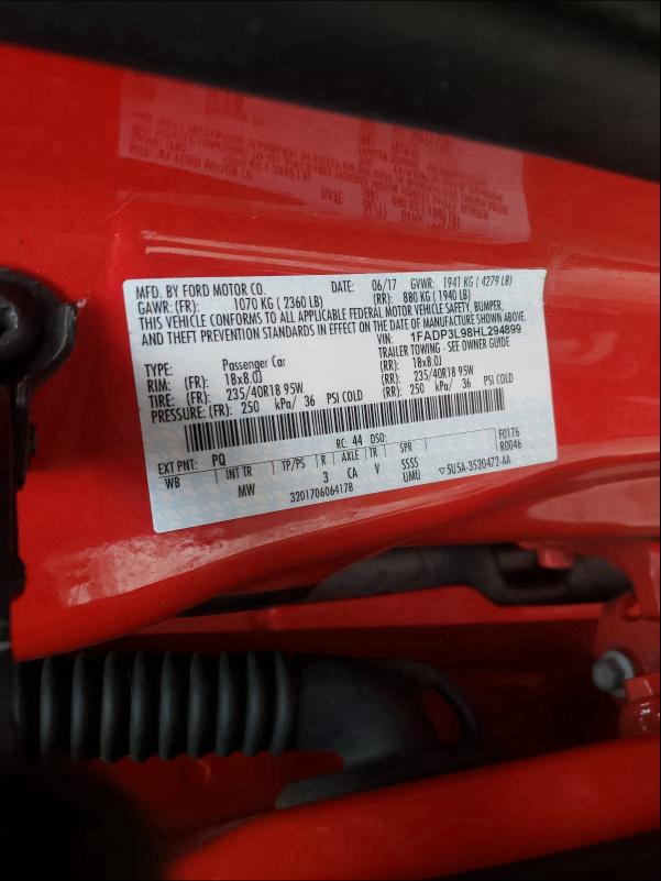 2017 FORD FOCUS ST 1FADP3L98HL294899