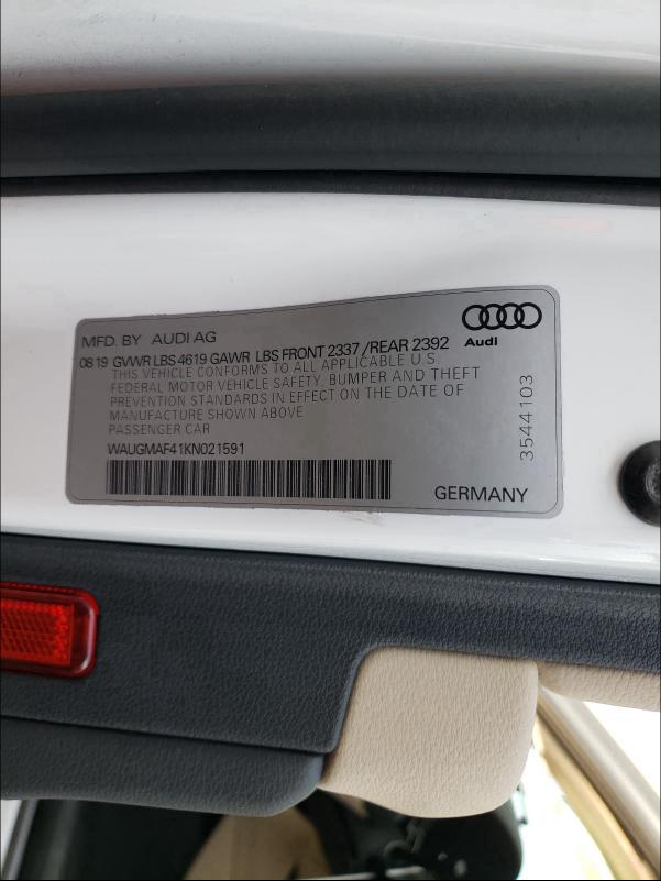 2019 AUDI A4 PREMIUM WAUGMAF41KN021591