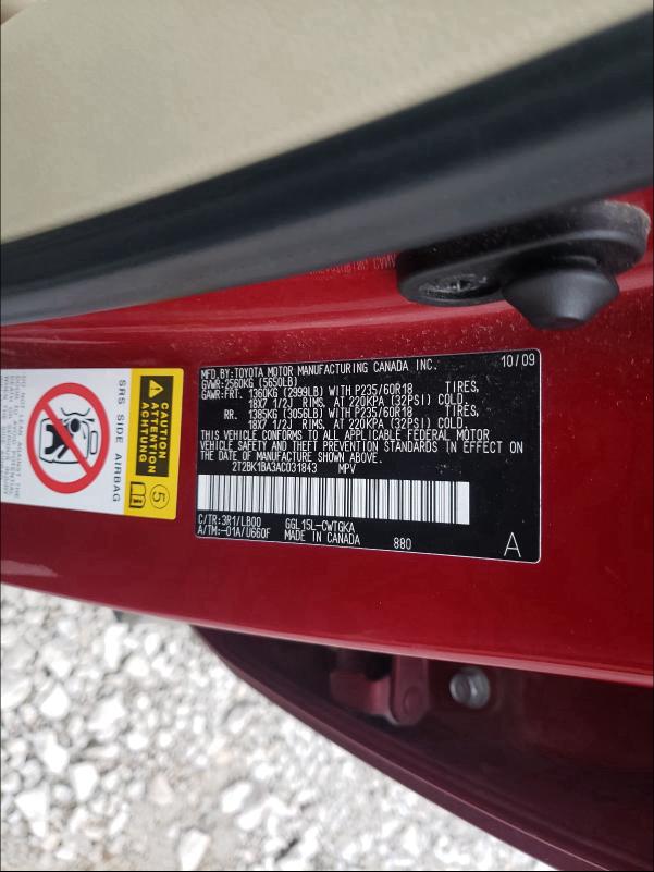 2010 LEXUS RX 350 2T2BK1BA3AC031843
