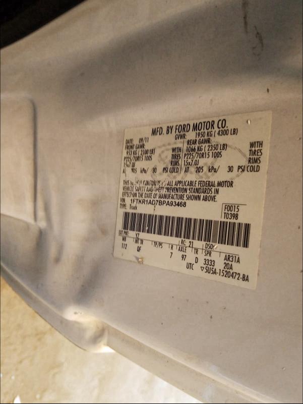 2011 FORD RANGER 1FTKR1AD7BPA93468