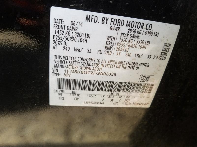 2015 FORD EXPLORER S 1FM5K8GT2FGA02035