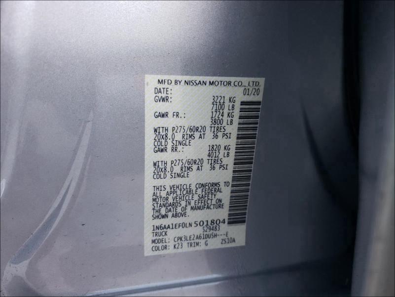 2020 NISSAN TITAN SV 1N6AA1EF0LN501804