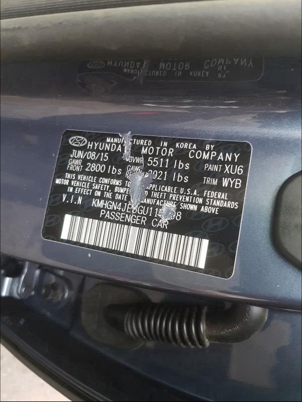 2016 HYUNDAI GENESIS 3. KMHGN4JE3GU110198