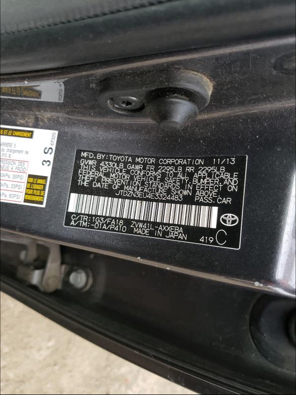 2014 TOYOTA PRIUS V JTDZN3EU4E3324483