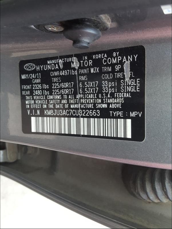 2012 HYUNDAI TUCSON GLS KM8JU3AC7CU322663