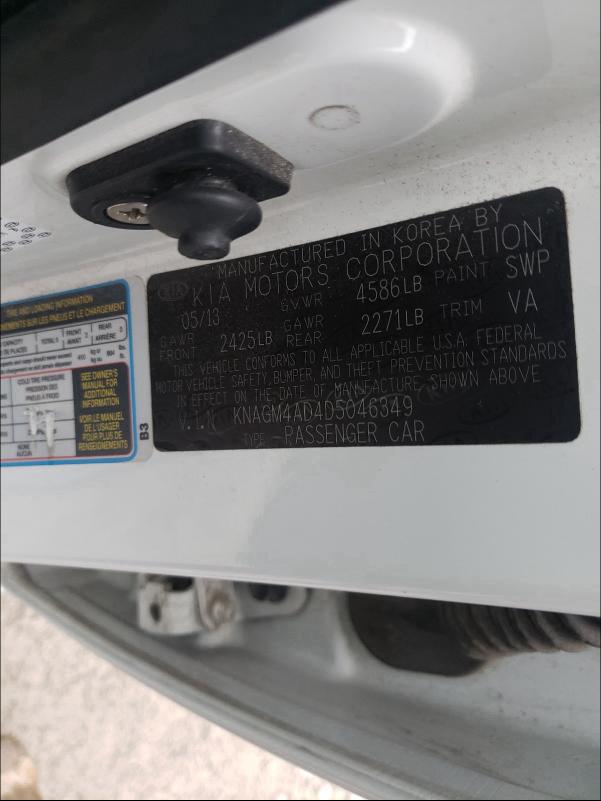 2013 KIA OPTIMA HYB KNAGM4AD4D5046349