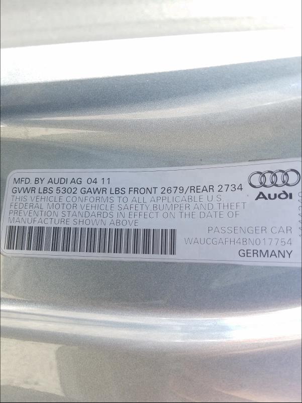 2011 AUDI S5 PREMIUM WAUCGAFH4BN017754