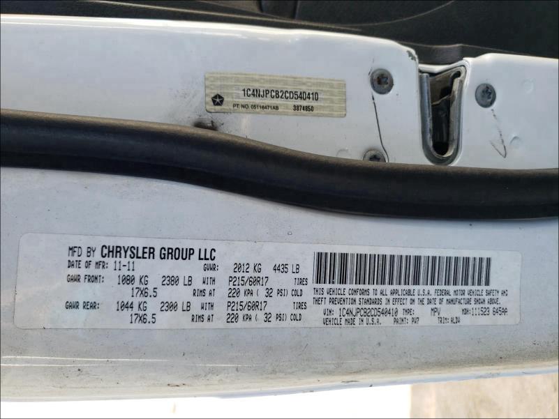 2012 JEEP PATRIOT LI 1C4NJPCB2CD540410