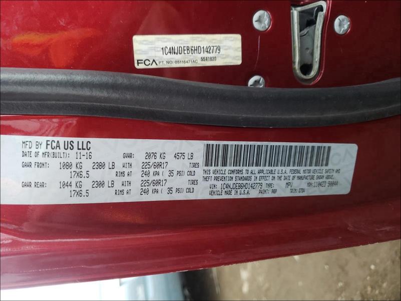 2017 JEEP COMPASS LA 1C4NJDEB6HD142779