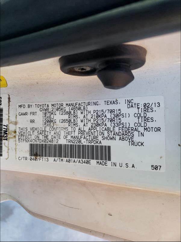 2013 TOYOTA TACOMA 5TFNX4CN7DX024812