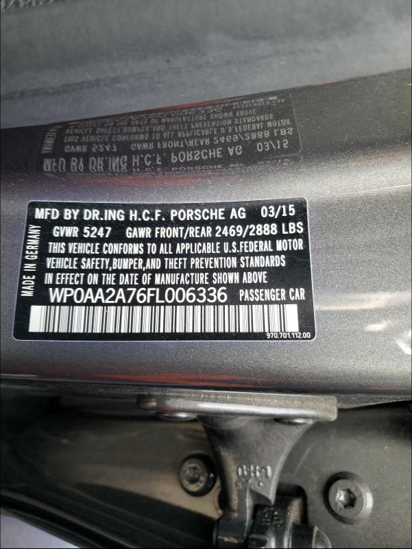 2015 PORSCHE PANAMERA 2 WP0AA2A76FL006336