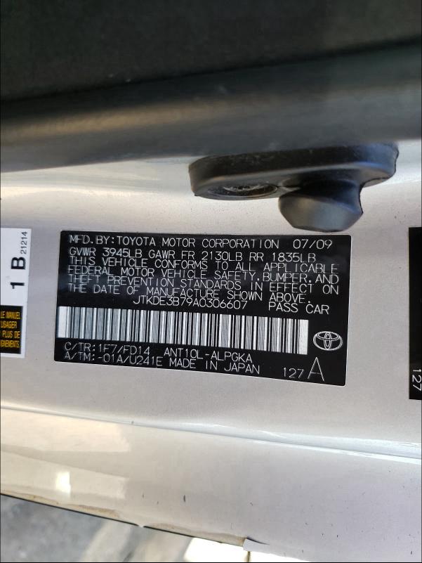 2010 TOYOTA SCION TC JTKDE3B79A0306607