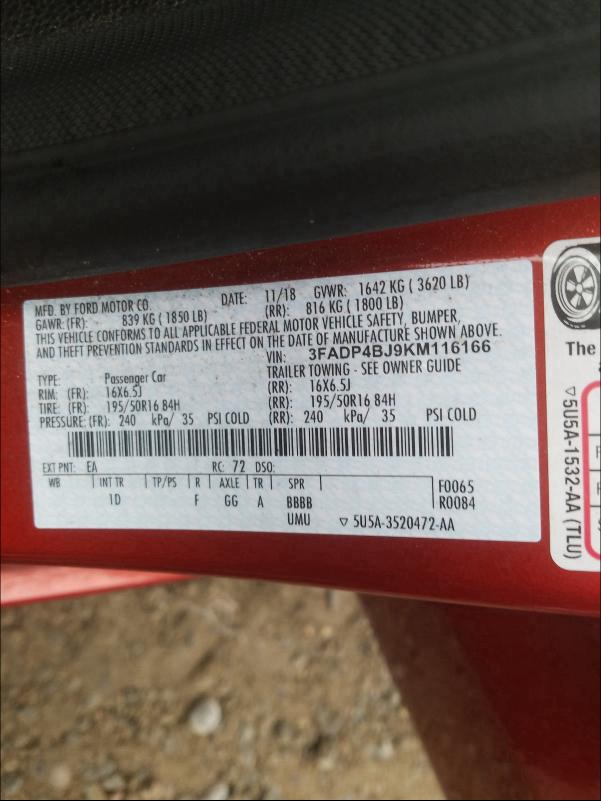 2019 FORD FIESTA SE - 3FADP4BJ9KM116166
