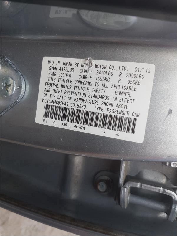 2012 ACURA TSX JH4CU2F43CC015830