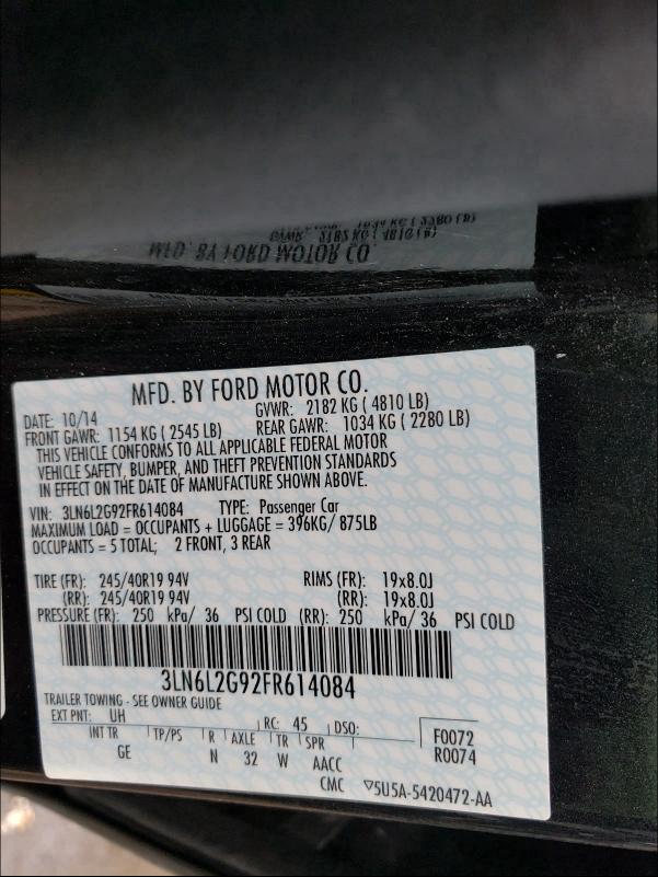 2015 LINCOLN MKZ 3LN6L2G92FR614084
