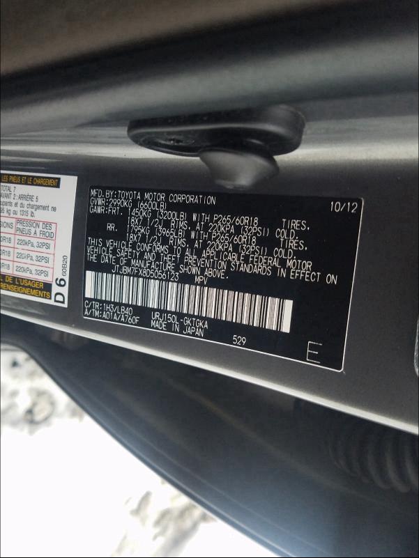 2013 LEXUS GX 460 JTJBM7FX8D5056123