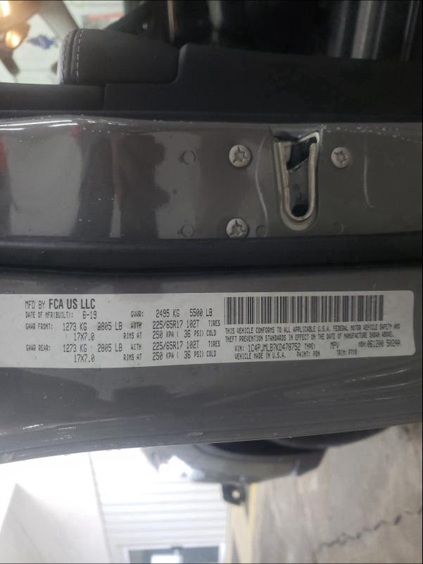 2019 JEEP CHEROKEE L 1C4PJMLB7KD478752