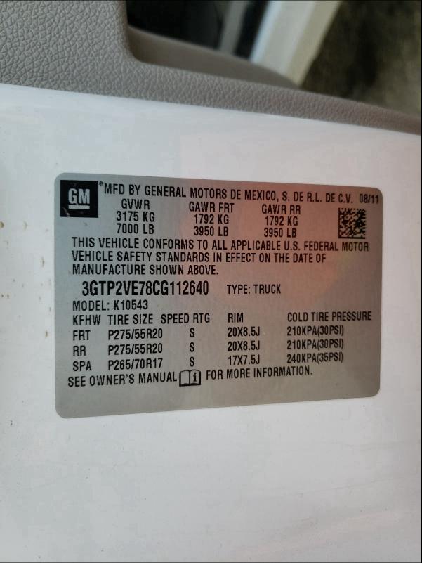 2012 GMC SIERRA K15 - 3GTP2VE78CG112640