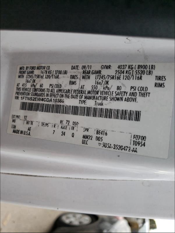 2012 FORD ECONOLINE 1FTNS2EW4CDA10388