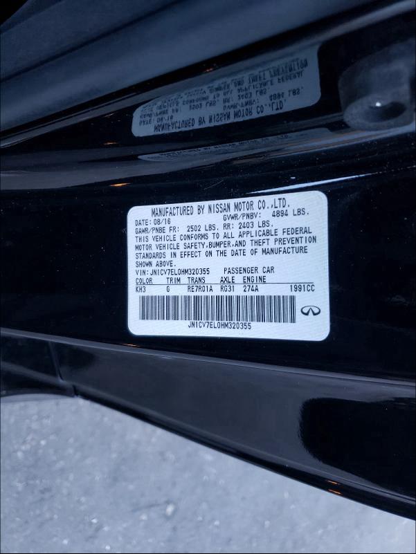 2017 INFINITI Q60 BASE JN1CV7EL0HM320355