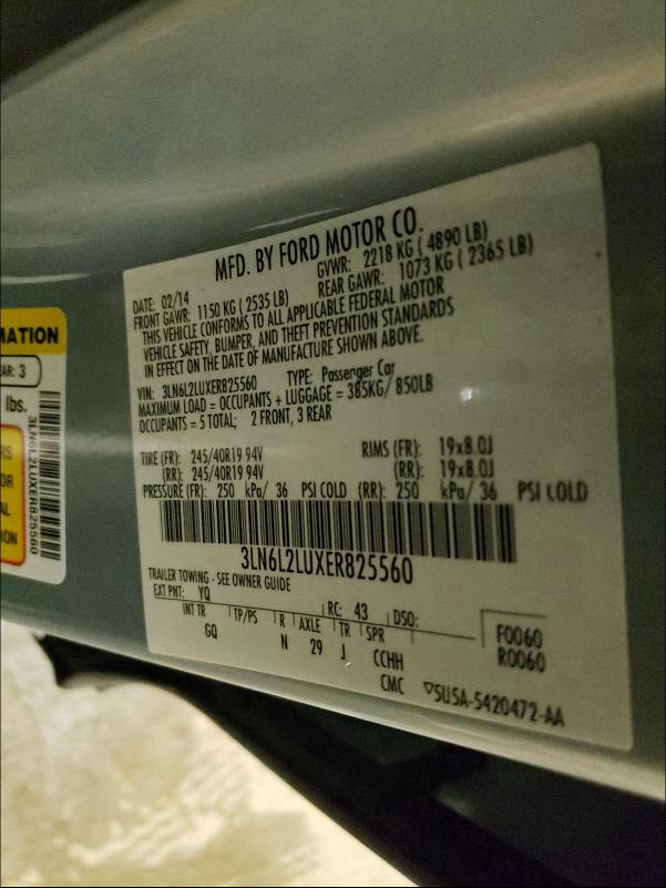 2014 LINCOLN MKZ HYBRID 3LN6L2LUXER825560