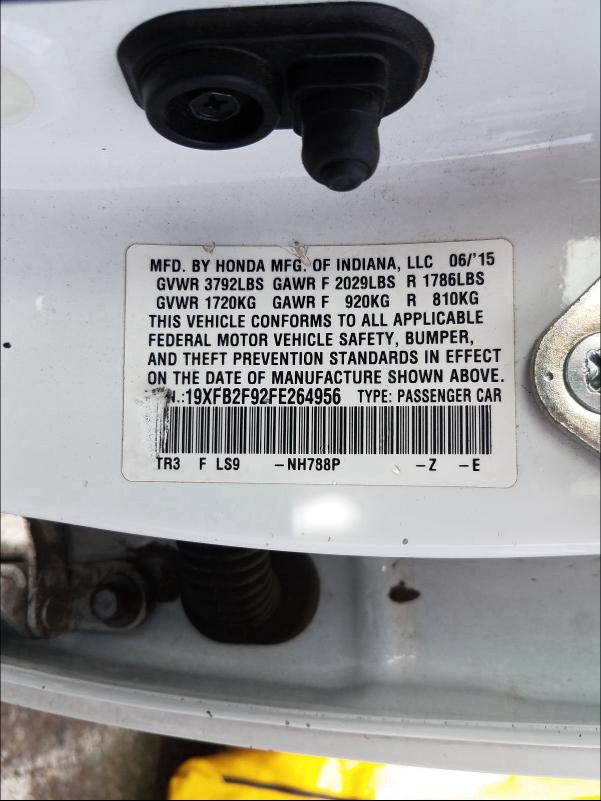 2015 HONDA CIVIC EXL 19XFB2F92FE264956