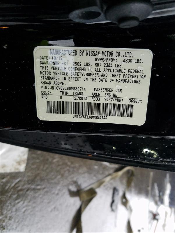 2013 INFINITI G37 JN1CV6EL6DM980744