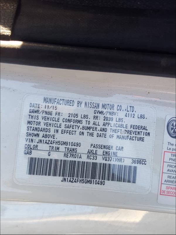 2016 NISSAN 370Z BASE - JN1AZ4FH5GM910490