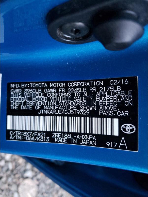 2016 TOYOTA SCION IM JTNKARJE4GJ519329