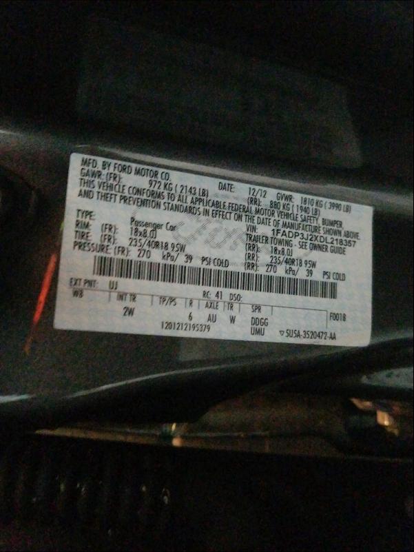 2013 FORD FOCUS TITA 1FADP3J2XDL218357