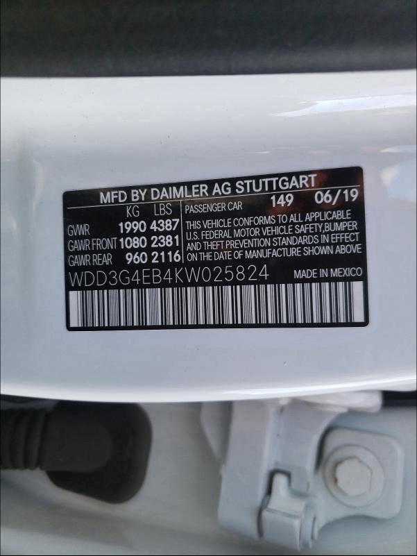 2019 MERCEDES-BENZ A 220 WDD3G4EB4KW025824