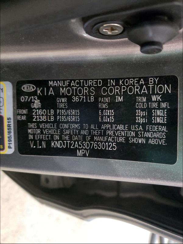 2013 KIA SOUL KNDJT2A53D7630125