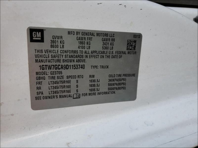 2013 GMC SAVANA G25 1GTW7GCA9D1153740