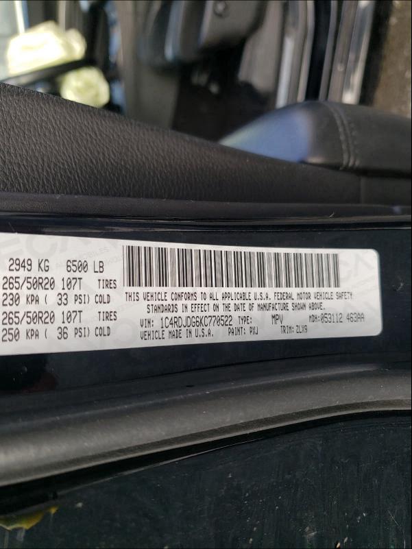 2019 DODGE DURANGO GT 1C4RDJDG6KC770522