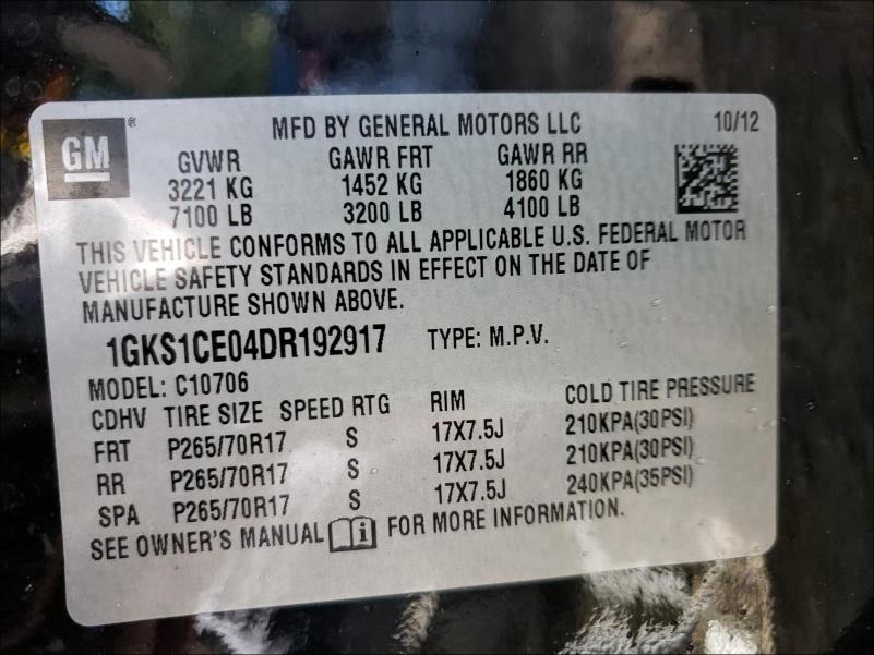 2013 GMC YUKON SLT 1GKS1CE04DR192917