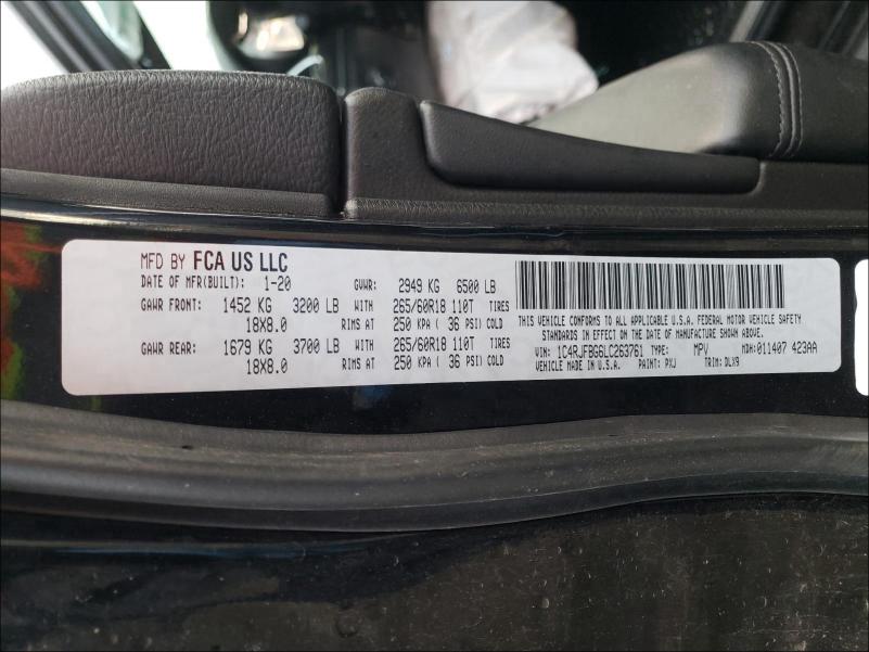 2020 JEEP GRAND CHER - 1C4RJFBG6LC263761