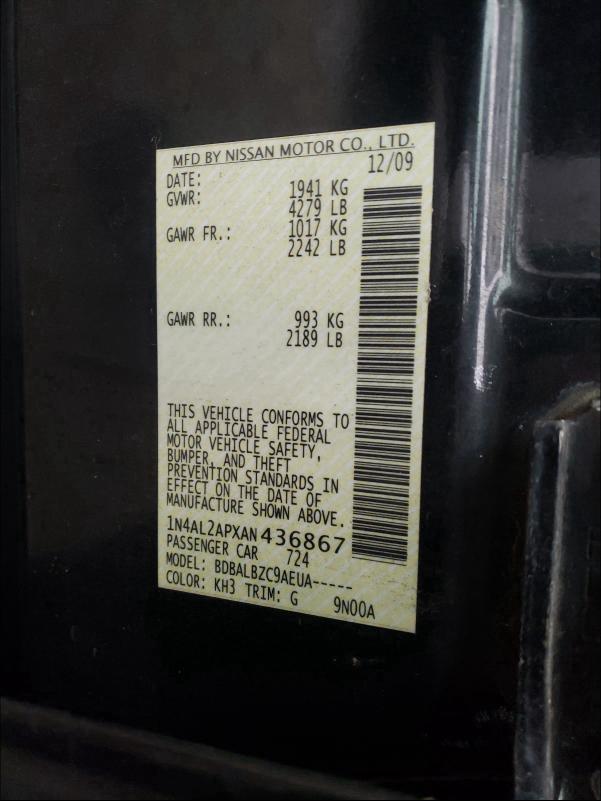 2010 NISSAN ALTIMA BAS 1N4AL2APXAN436867