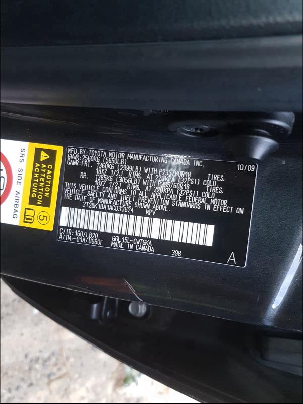 2010 LEXUS RX 350 2T2BK1BA1AC033624