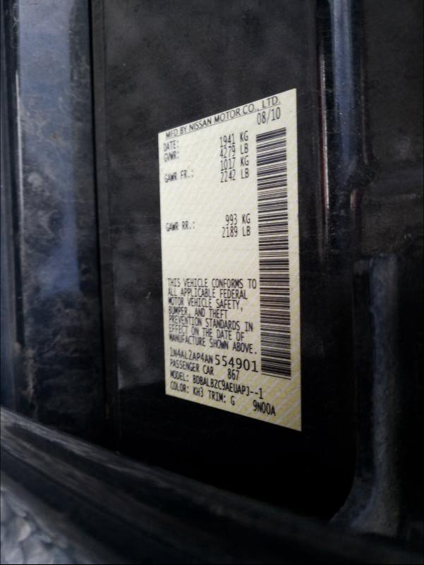 2010 NISSAN ALTIMA 1N4AL2AP4AN554901