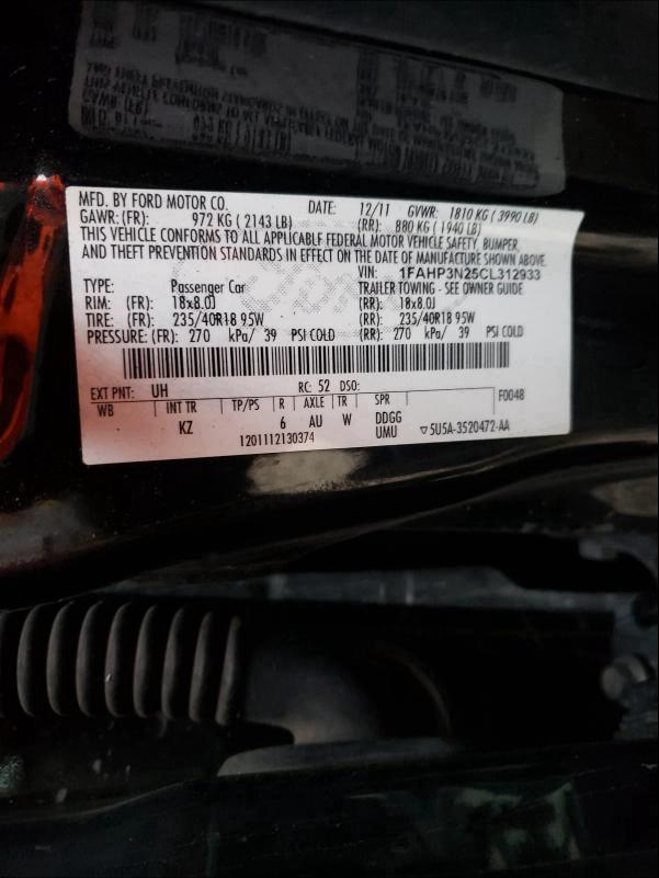 1FAHP3N25CL312933 2012 Ford Focus Tita 2.0L