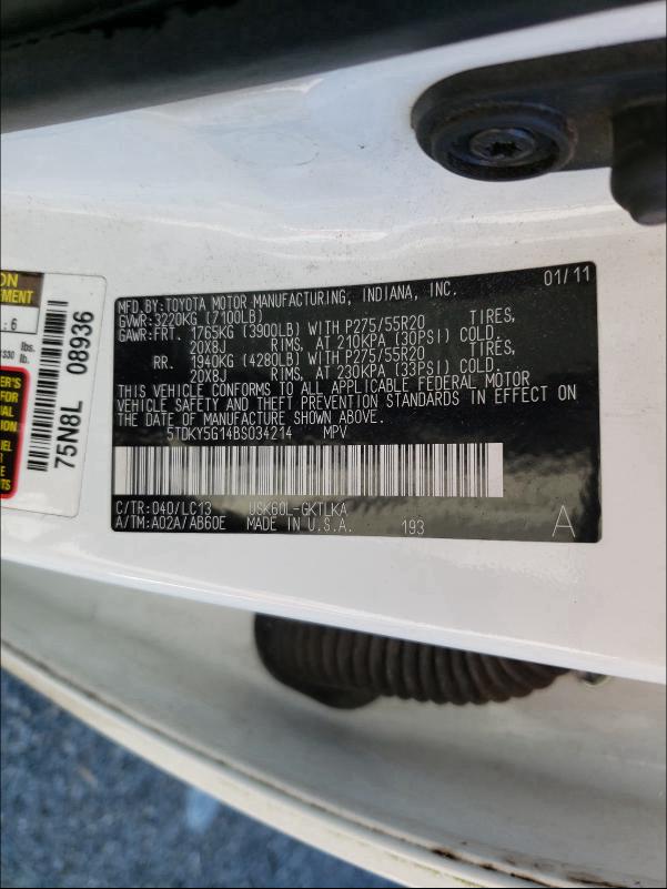2011 TOYOTA SEQUOIA LI 5TDKY5G14BS034214