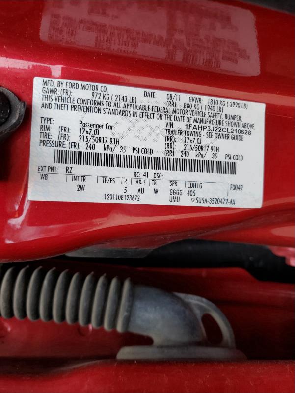 2012 FORD FOCUS TITA 1FAHP3J22CL216828