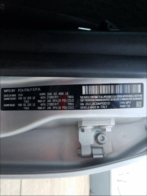 2017 JEEP RENEGADE T ZACCJBCB4HPE83131