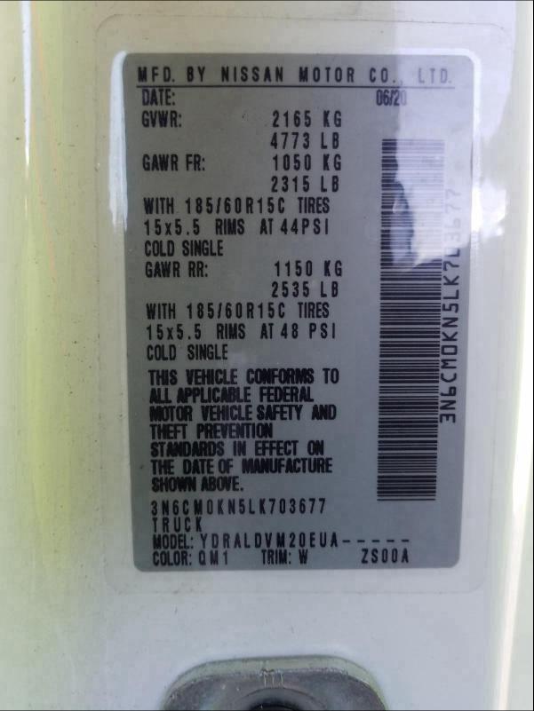 2020 NISSAN NV200 2.5S 3N6CM0KN5LK703677