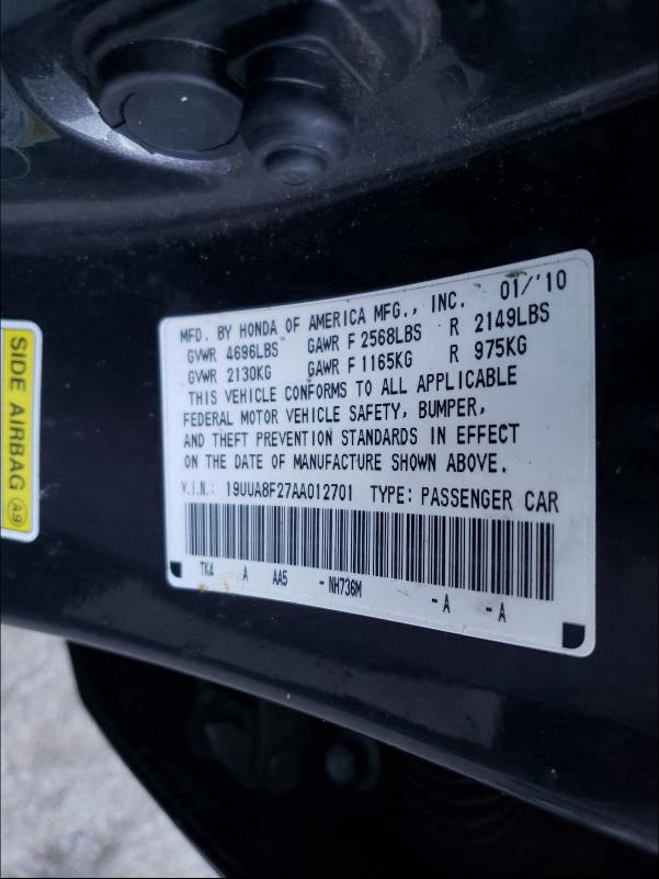 2010 ACURA TL 19UUA8F27AA012701