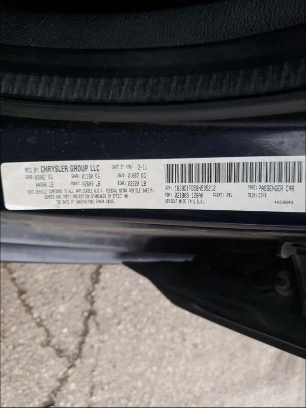 2011 DODGE AVENGER MA 1B3BD1FG5BN535212