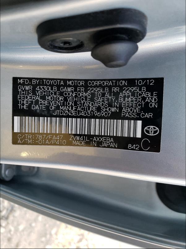 2013 TOYOTA PRIUS V JTDZN3EU4D3196907
