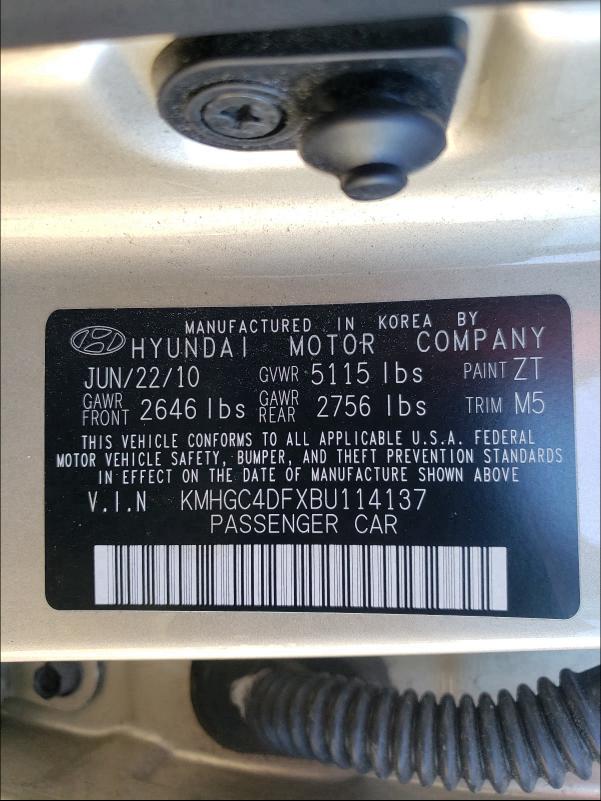 2011 HYUNDAI GENESIS 4. KMHGC4DFXBU114137