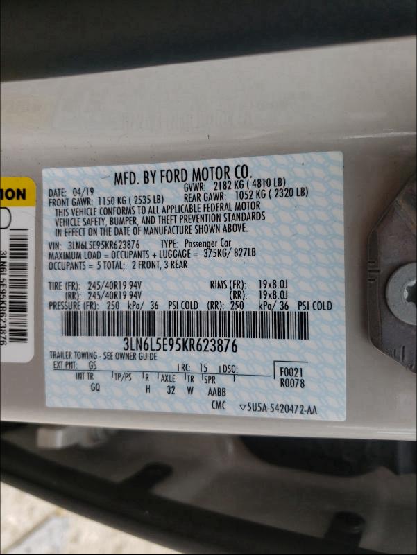 2019 LINCOLN MKZ RESERV 3LN6L5E95KR623876